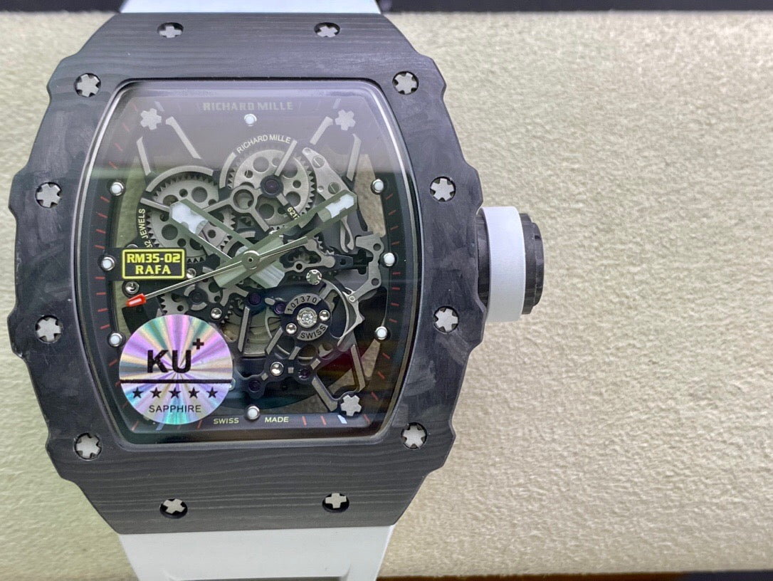 Richard Mille RM035-02 1:1 Best Edition KU Factory Correa de fibra de carbono blanca 