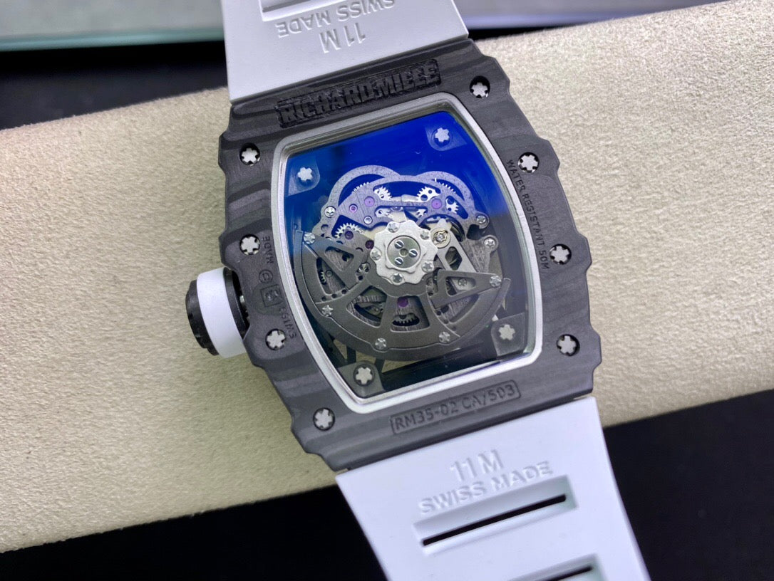 Richard Mille RM035-02 1:1 Best Edition KU Factory Correa de fibra de carbono blanca 