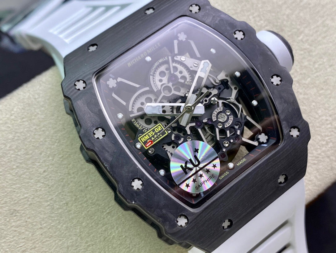 Richard Mille RM035-02 1:1 Best Edition KU Factory Correa de fibra de carbono blanca 