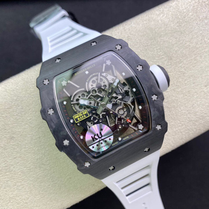 Richard Mille RM035-02 1:1 Best Edition KU Factory Correa de fibra de carbono blanca 