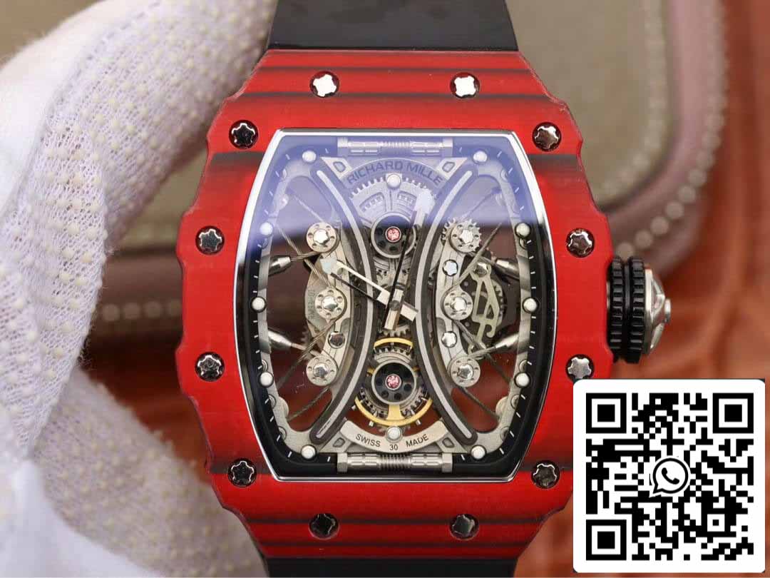 Richard Mille RM53-01 1:1 Mejor Edición KV Factory TPT Correa Negra de Fibra de Carbono