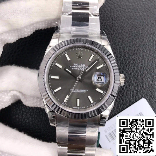 Rolex Datejust M126334-0013 41 mm Correa Oyster VS Esfera gris de fábrica