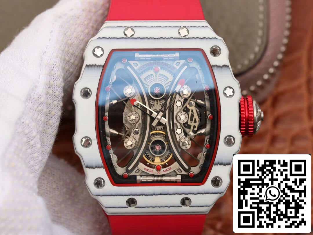 Richard Mille RM53-01 1:1 Mejor Edición KV Factory TPT Fibra de Carbono Correa Roja