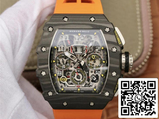 Richard Mille RM11-03 1:1 Best Edition KV Factory cinturino arancione in fibra di carbonio