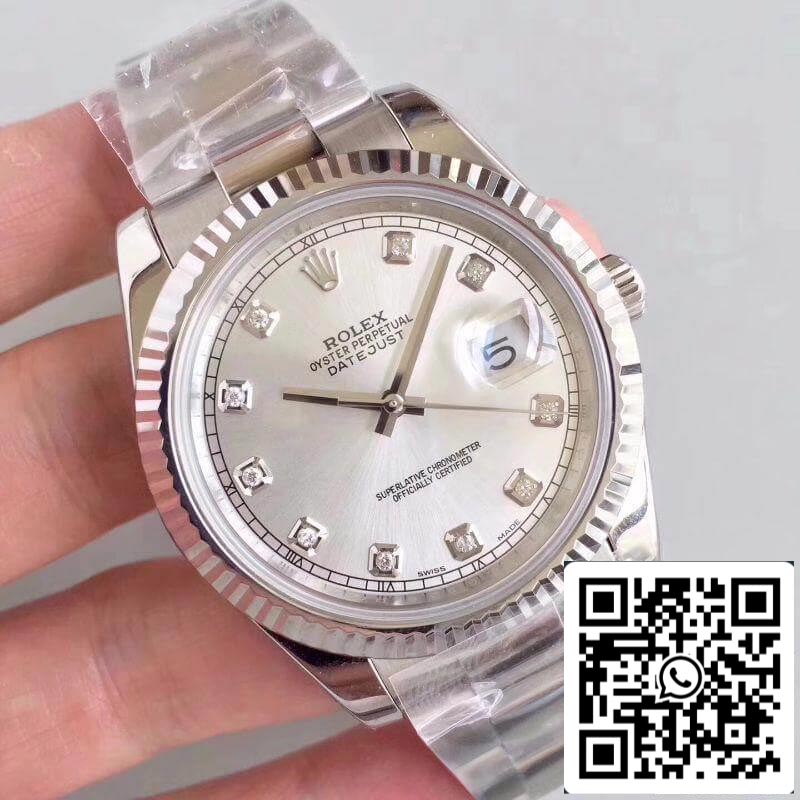 Rolex Datejust II 116334-0009 EW Factory 1:1 Best Edition svizzero ETA2836 quadrante argento con diamanti