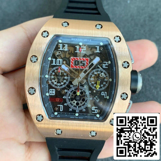 Richard Mille RM11 1:1 Mejor edición KV Factory Correa negra en oro rosa