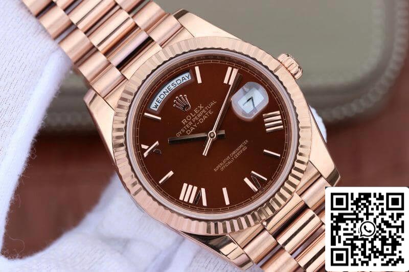 Rolex Day-Date 40mm 228235 EW Factory 1:1 Mejor Edición Suizo ETA3255 Esfera Marrón