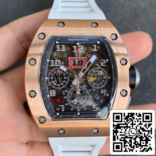 Richard Mille RM11 1:1 Mejor edición KV Factory Correa blanca en oro rosa