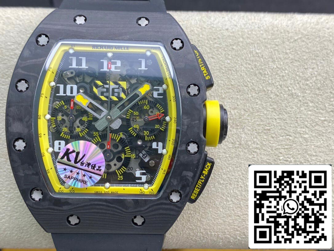 Richard Mille RM-011 1:1 Best Edition KV Factory Yellow Strap