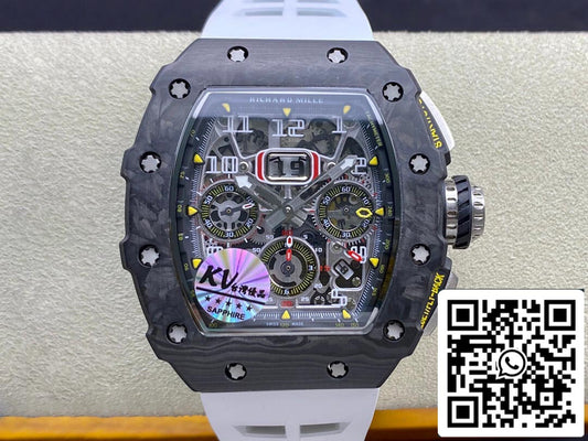 Richard Mille RM011-03 1:1 Best Edition KV Factory Correa de fibra de carbono blanca