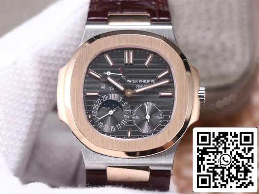 Patek Philippe Nautilus 5712GR-001 1:1 Best Edition PF Factory Rose Gold Leather Belt