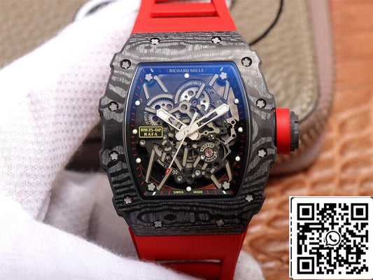 Richard Mille RM35-02 1:1 Mejor Edición ZF Factory Correa de Caucho Roja