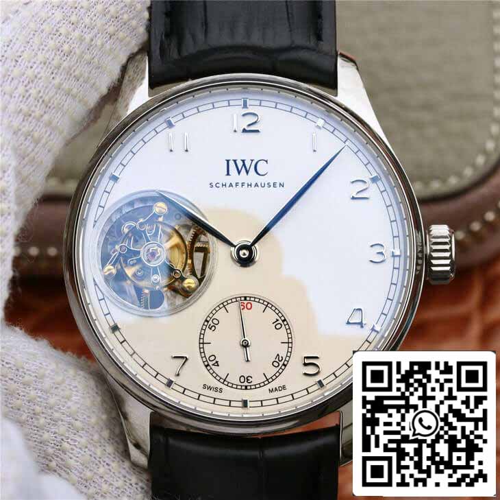 IWC Tourbillon portugués 1:1 Mejor edición ZF Factory esfera blanca