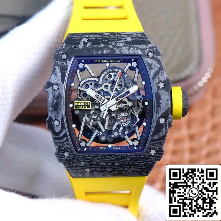 Richard Mille RM35-02 1: 1 Best Edition ZF Factory cinturino in caucciù giallo