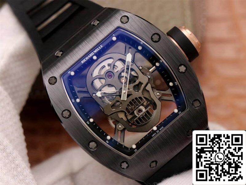 Richard Mille RM052-01 Movimento svizzero con quadrante teschio grigio in ceramica nera della migliore edizione 1: 1 ZF Factory