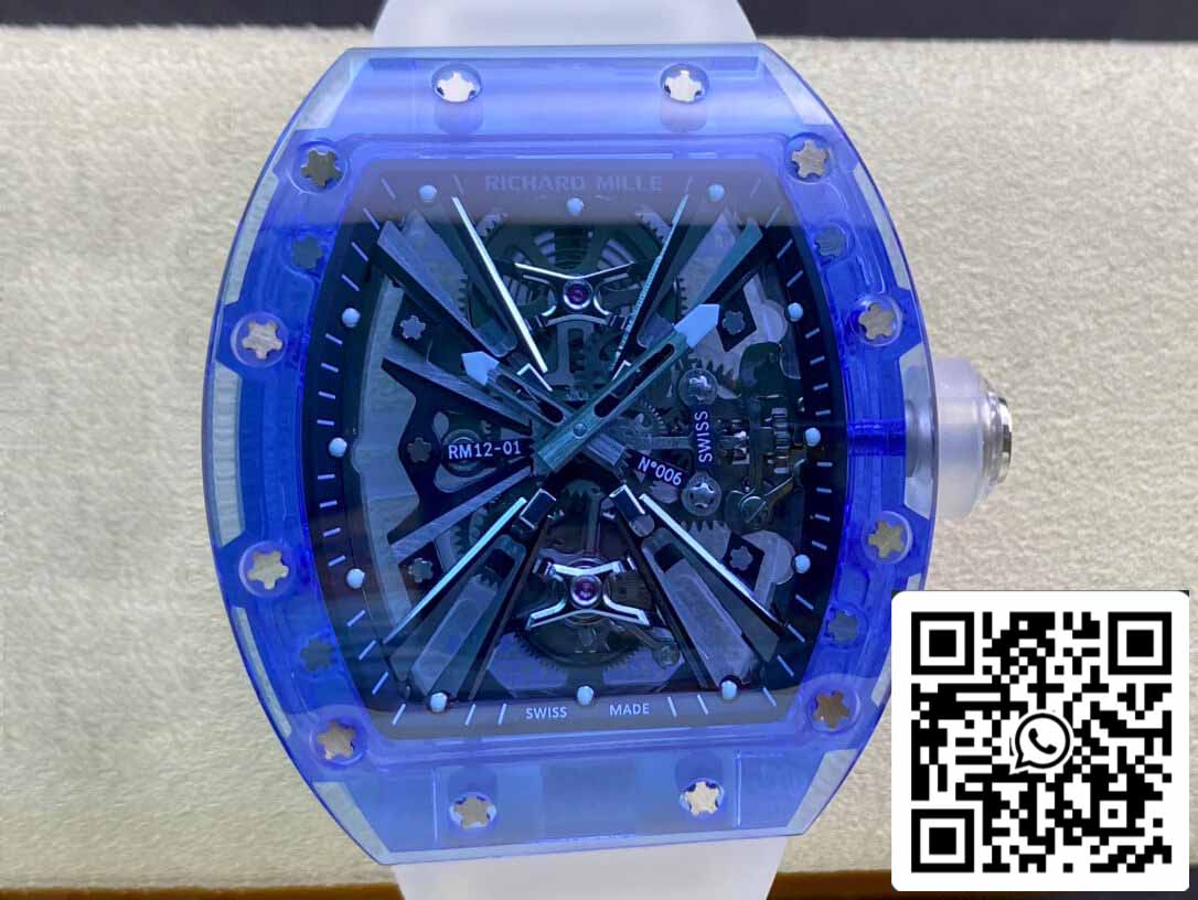 Richard Mille RM12-01 1:1 Best Edition RM Factory Tourbillon Sapphire Clear Version