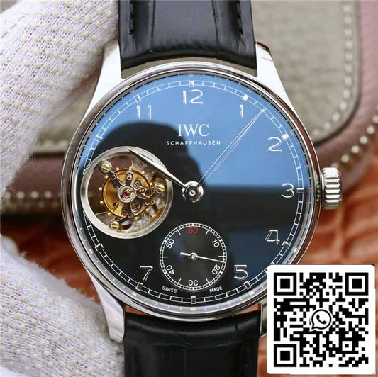 IWC Tourbillon portugués 1:1 Mejor edición ZF Factory esfera negra