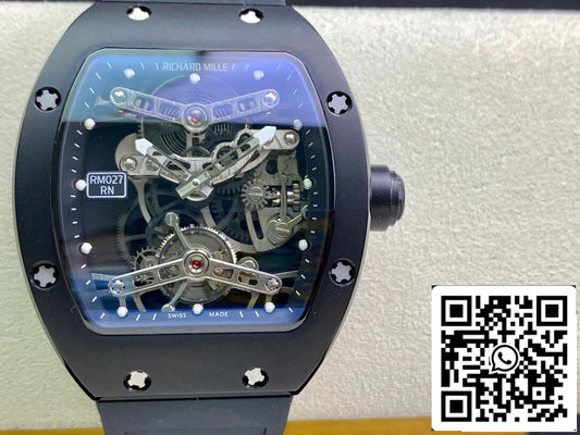 Richard Mille RM027 1:1 Mejor edición EUR Factory esfera negra transparente