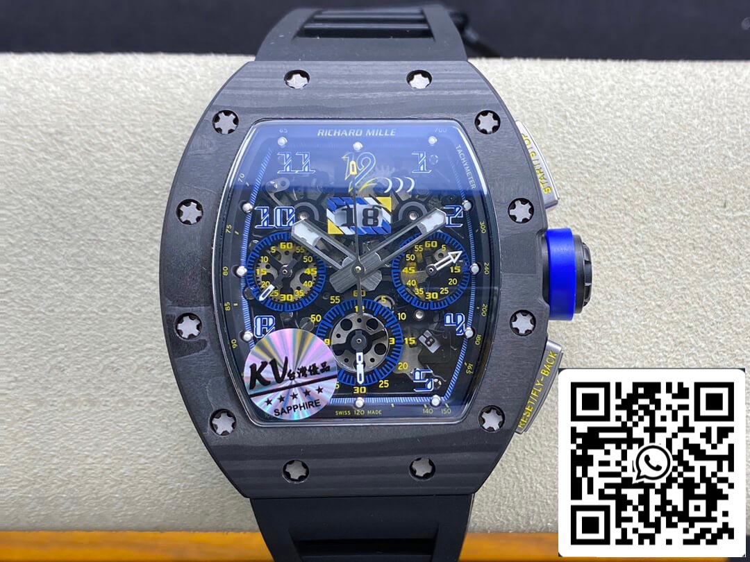 Richard Mille RM-011 1:1 Mejor Edición KV Factory Fibra de Carbono