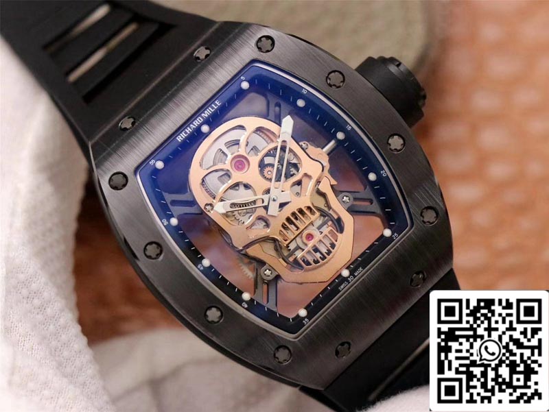 Richard Mille RM052-01 1:1 Best Edition ZF Factory Rose Gold Skull Dial Swiss Movement