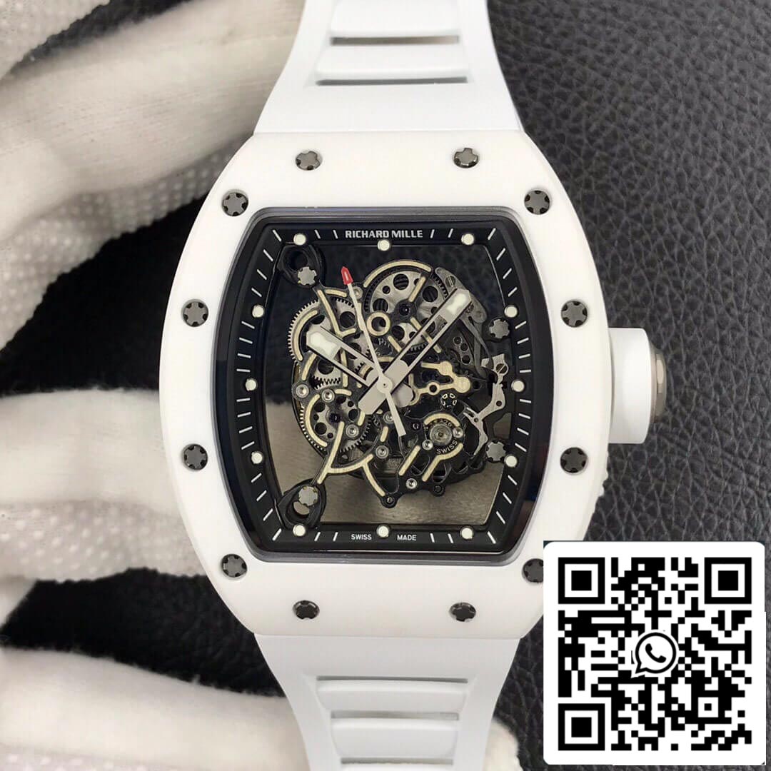 Richard Mille RM055 1:1 Best Edition ZF Factory in ceramica bianca