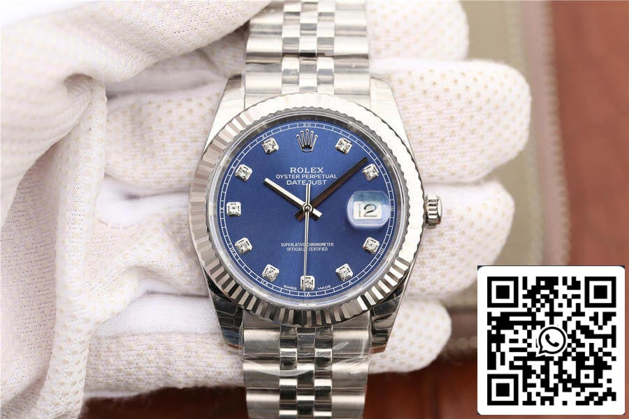 Rolex Datejust M126334-0016 1:1 Best Edition EW Factory quadrante blu con diamanti