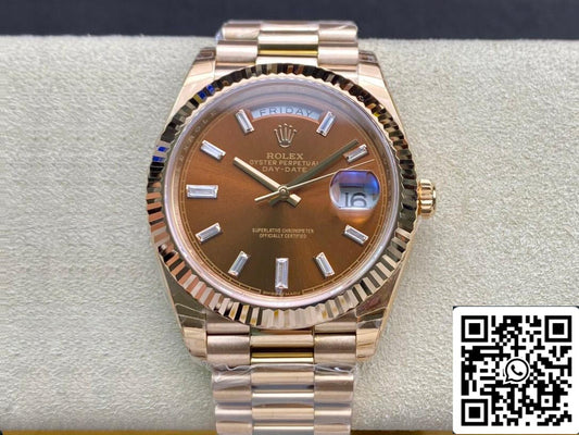 Rolex Day Date 228235 1:1 Mejor Edición EW Factory V2 Esfera Marrón