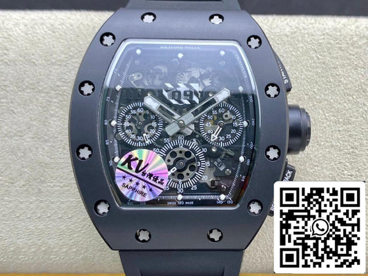 Richard Mille RM011 1:1 Best Edition KV Factory Custodia in ceramica nera