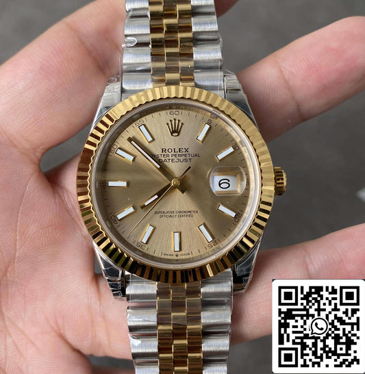 Rolex Datejust M126333-0010 41MM 1:1 Mejor Edición VS Bisel Dorado de Fábrica