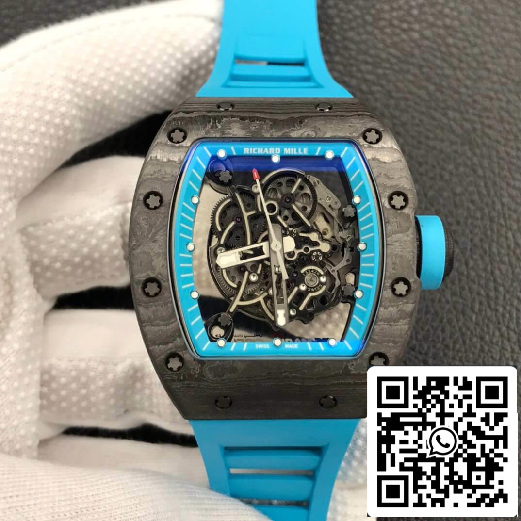 Richard Mille RM055 1: 1 Best Edition ZF Factory cinturino in caucciù blu