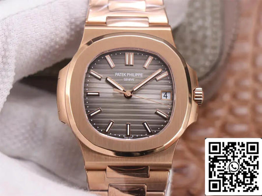 Patek Philippe Nautilus 5711/1R-001 1:1 Mejor Edición PPF Factory V4 Oro Rosa Esfera Marrón Suizo ETA324