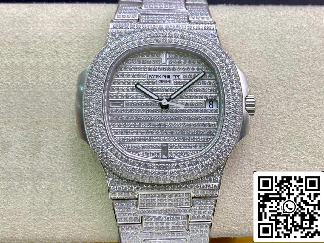 Patek Philippe Nautilus 5719/10G-010 1:1 Miglior Edizione PPF Factory V4 Argento Diamante Svizzero ETA324