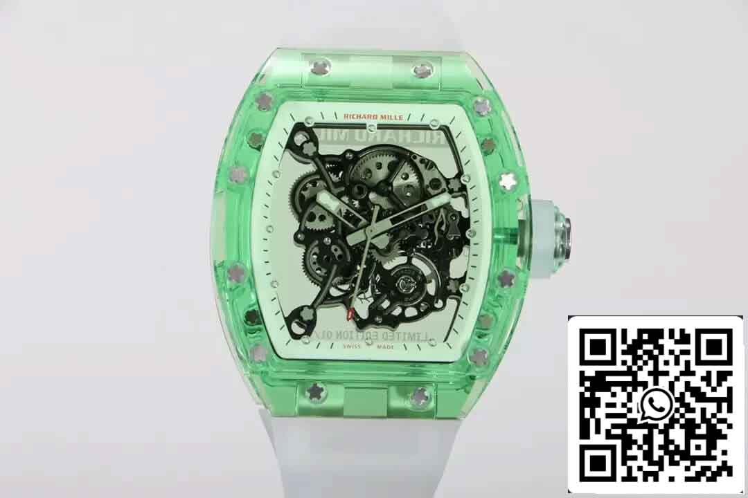 Replica Richard Mille RM055 Miglior quadrante scheletrato verde fabbrica RM edizione 1: 1