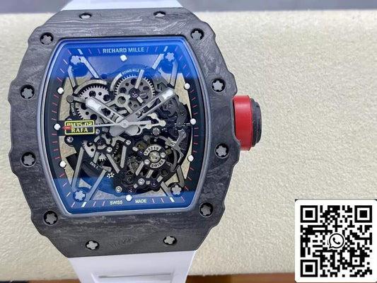 Richard Mille RM35-02 1: 1 Best Edition T + cinturino bianco in fibra di carbonio di fabbrica