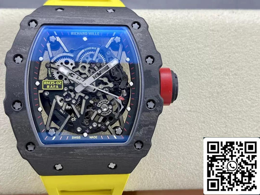 Richard Mille RM35-02 1:1 Best Edition T+ Factory NTPT cinturino giallo in fibra di carbonio