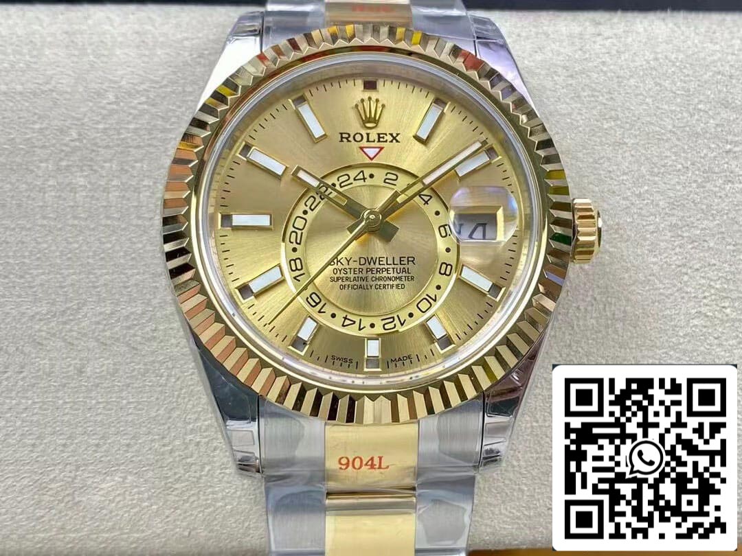 Rolex Sky Dweller M326933-0001 V2 Mejor edición 1:1 Noob Factory esfera champán