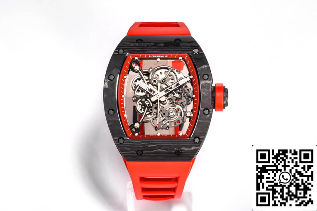 Richard Mille RM055 NTPT 1:1 Mejor Edición BBR Factory Correa Roja de Fibra de Carbono