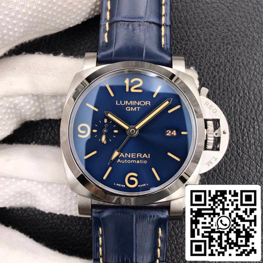 Panerai Luminor GMT PAM01033 1:1 Mejor edición VS Factory esfera azul oscuro