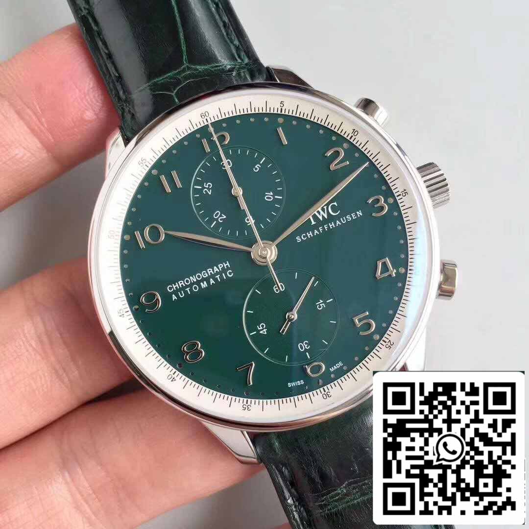 IWC Portugués YL Factory 1:1 Mejor Edición Suizo ETA69355 Esfera Verde Con Marcadores Plateados