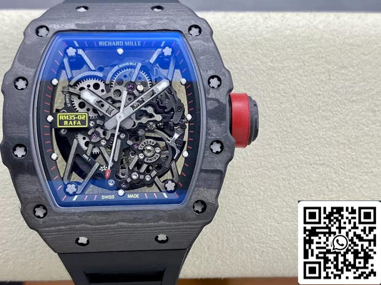 Richard Mille RM35-02 1:1 Mejor Edición T+ Factory NTPT Correa Negra de Fibra de Carbono