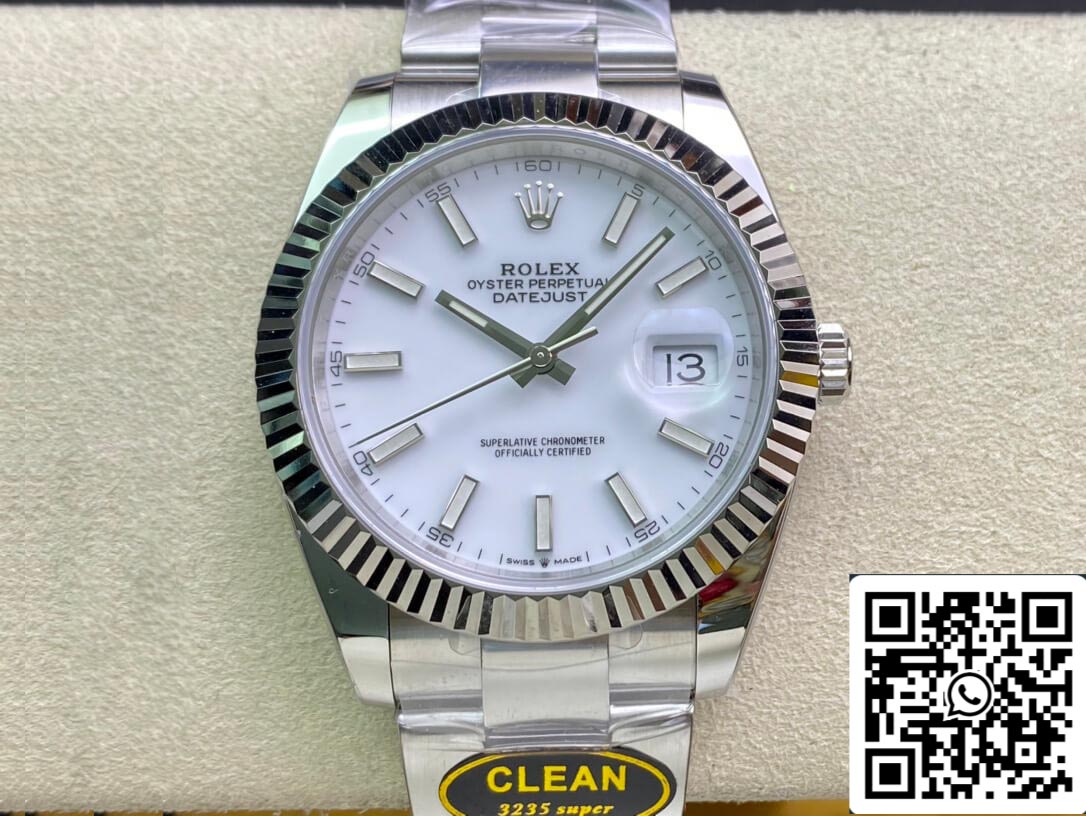 Rolex Datejust M126334-0009 cinturino Oyster da 41 mm quadrante bianco pulito di fabbrica