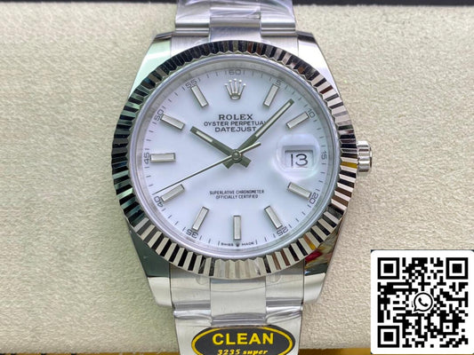 Rolex Datejust M126334-0009 41 mm Correa Oyster Esfera blanca de fábrica limpia