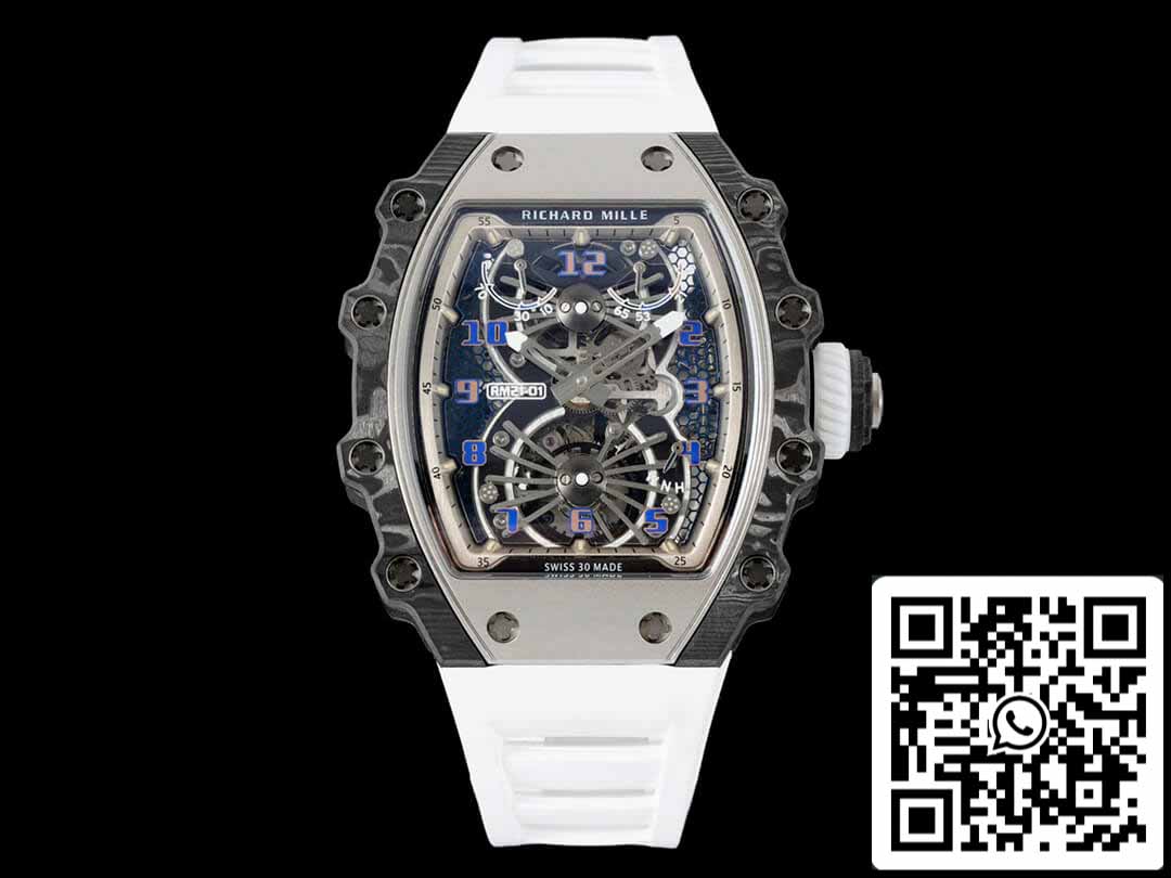 Richard Mille RM21-01 1:1 Best Edition RM Factory Tourbillon Lunetta in fibra di carbonio