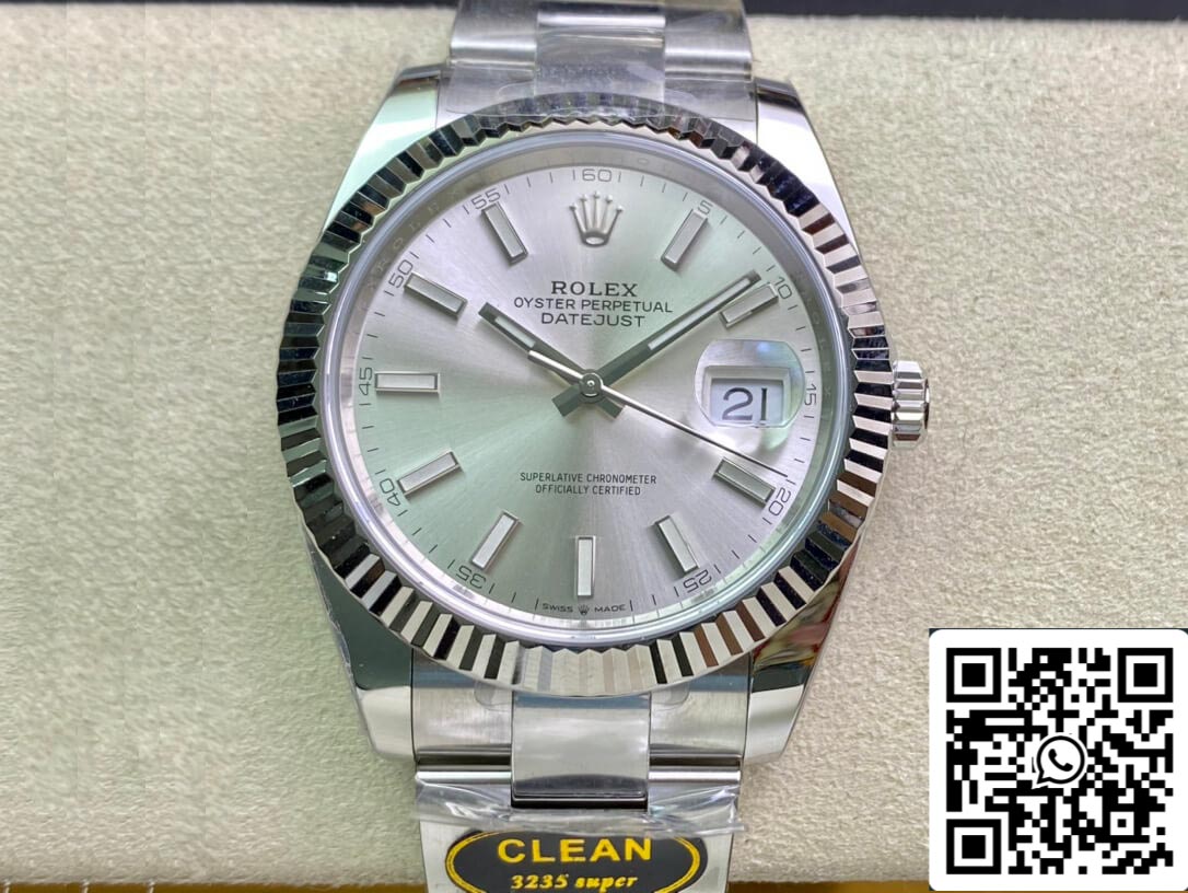 Rolex Datejust M126334-0003 41 mm Correa Oyster Esfera blanca de fábrica limpia