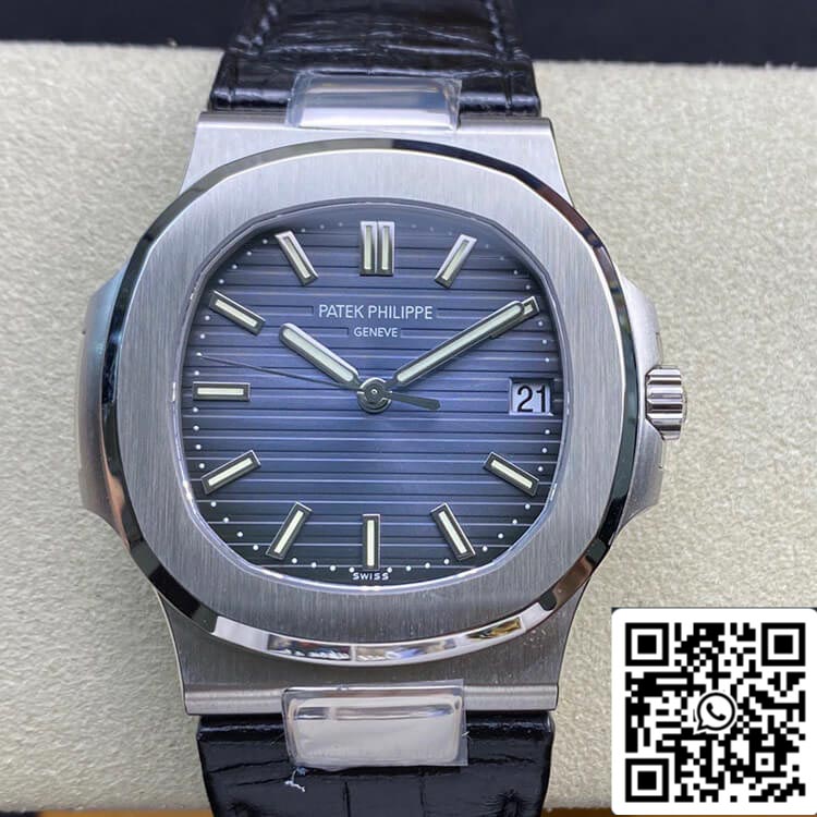 Patek Philippe Nautilus 5711 1:1 Mejor Edición 3K Factory Correa de piel de vaca con esfera azul