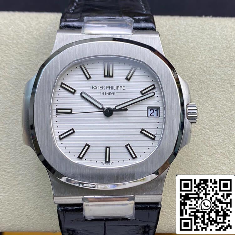 Patek Philippe Nautilus 5711 1:1 Mejor edición 3K Factory esfera blanca correa de piel de vaca