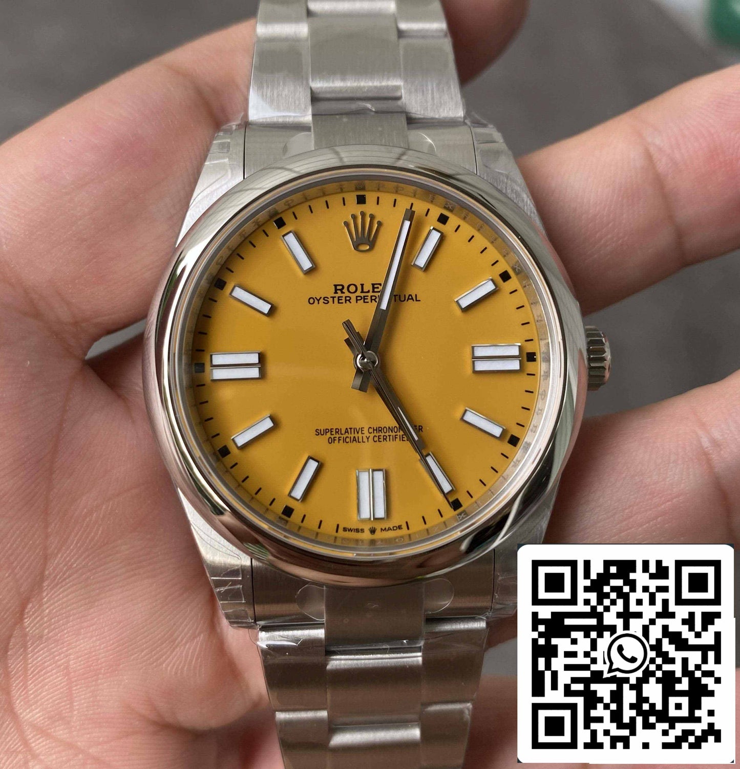 Rolex Oyster Perpetual 41MM M124300-0004 1:1 Mejor Edición VS Esfera Amarilla de Fábrica