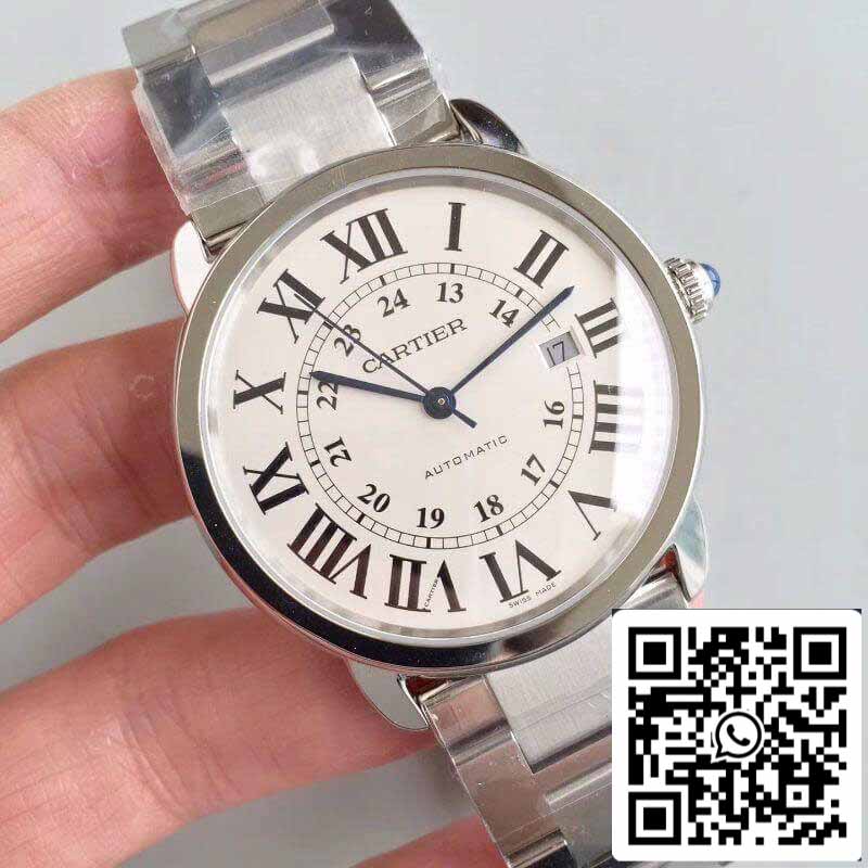 Ronde Solo De Cartier W670101 ZF Factory Relojes para hombre 1:1 Mejor edición Swiss ETA9015 Esfera blanca