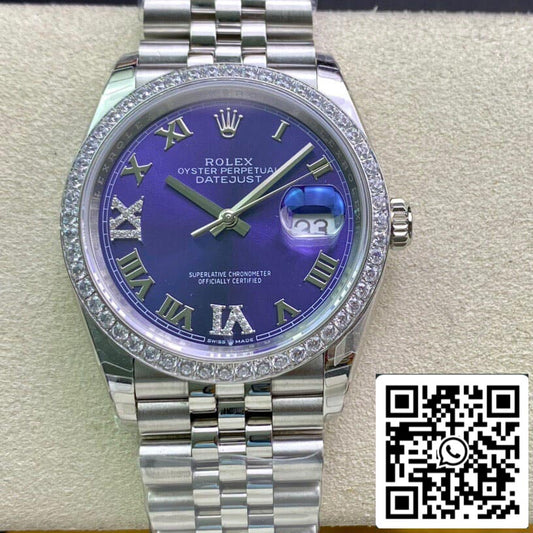 Rolex Datejust M126284RBR-0013 1:1 Best Edition EW Factory Quadrante viola