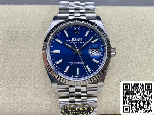 Rolex Datejust M126234-0017 36MM 1:1 Best Edition Quadrante blu fabbrica pulita